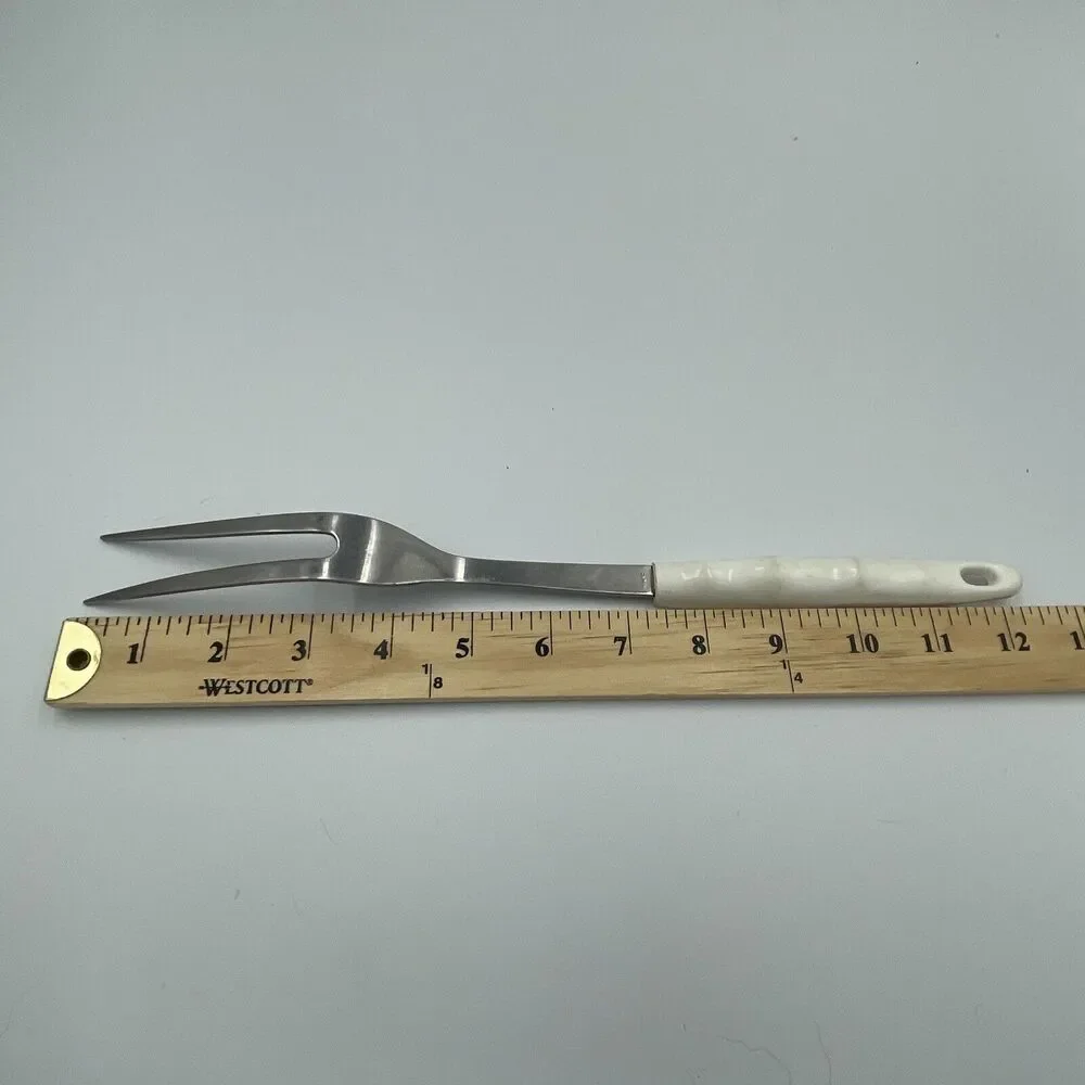 Vintage 70s Stainless MCM Bird Heart Two Prong Meat Fork Serving Fork Retro Wht